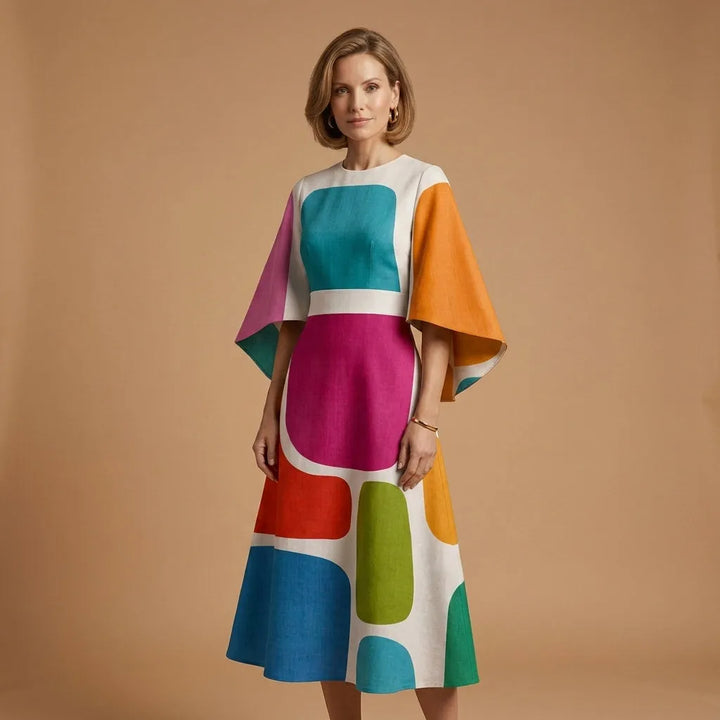 Women's Elegant Flowy Midi Wedding Guest Dresses with Flutter Sleeve