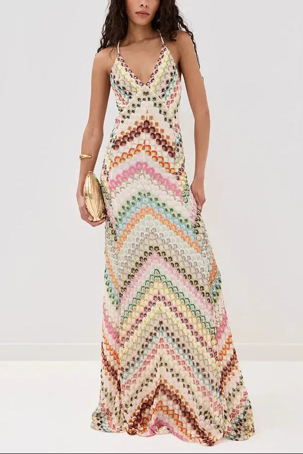 Women's A-line Sleeveless Maxi Wedding Guest Dress with V-Neck