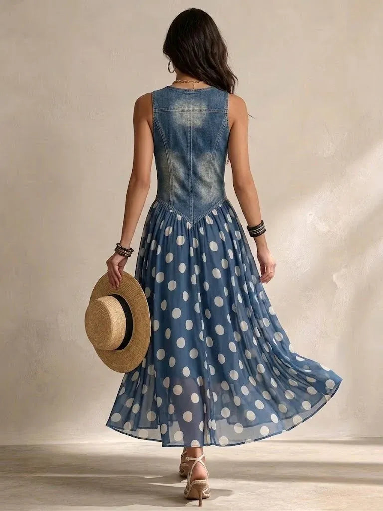 Women's Casual A-Line Maxi Wedding Guest Dress with V-Neck