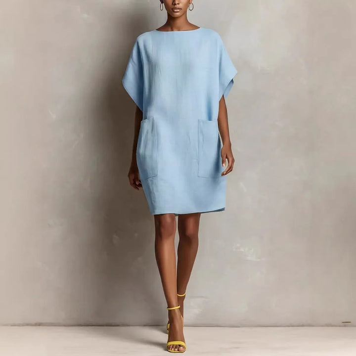 Women's Casual Sleeveless Mini Summer Dress with Boat Neck