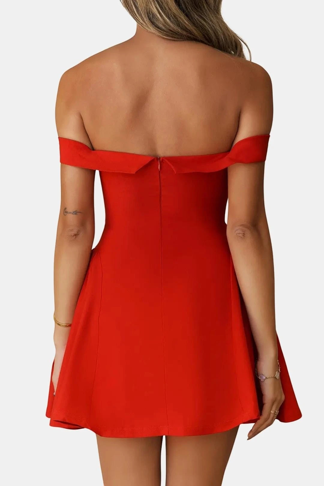 Women's Elegant A-Line Mini Cocktail Dress with Off-Shoulder