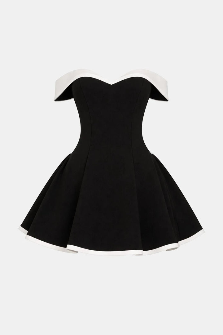 Women's Elegant A-Line Mini Cocktail Dress with Off-Shoulder