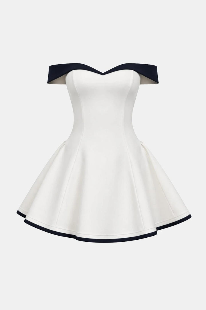Women's Elegant A-Line Mini Cocktail Dress with Off-Shoulder
