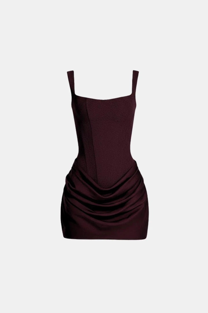 Women's Elegant A-Line Mini Cocktail Dress with Ruched