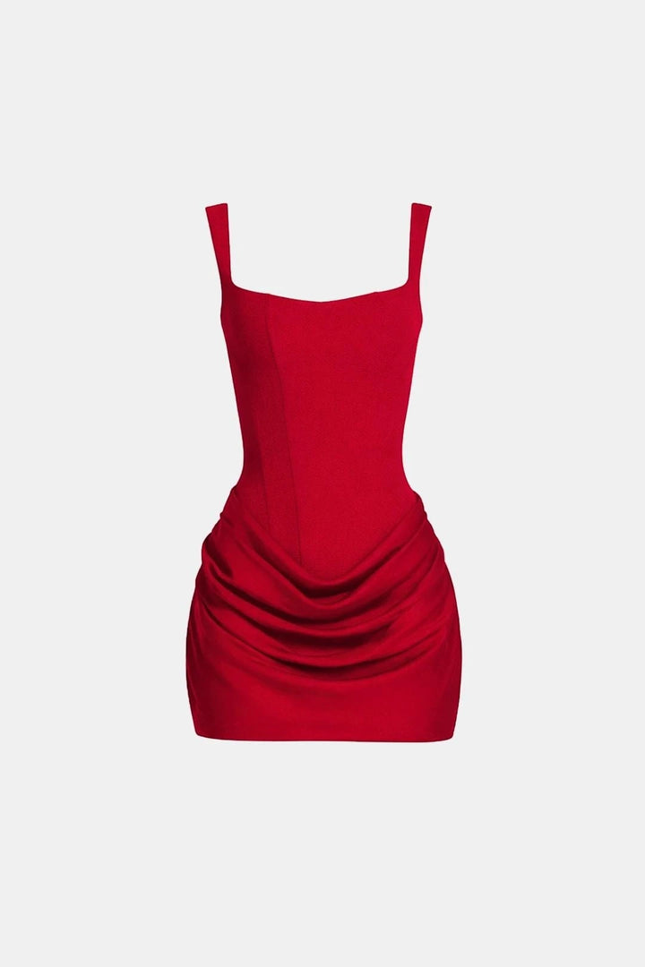 Women's Elegant A-Line Mini Cocktail Dress with Ruched