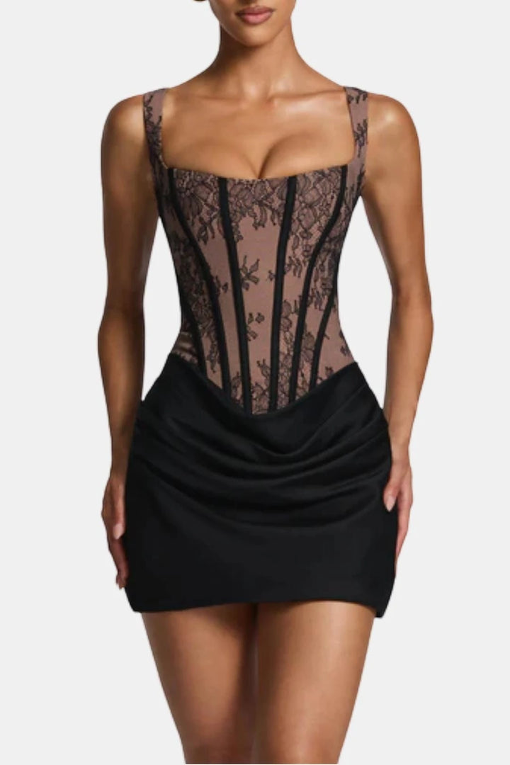 Women's Elegant A-Line Mini Cocktail Dress with Ruched