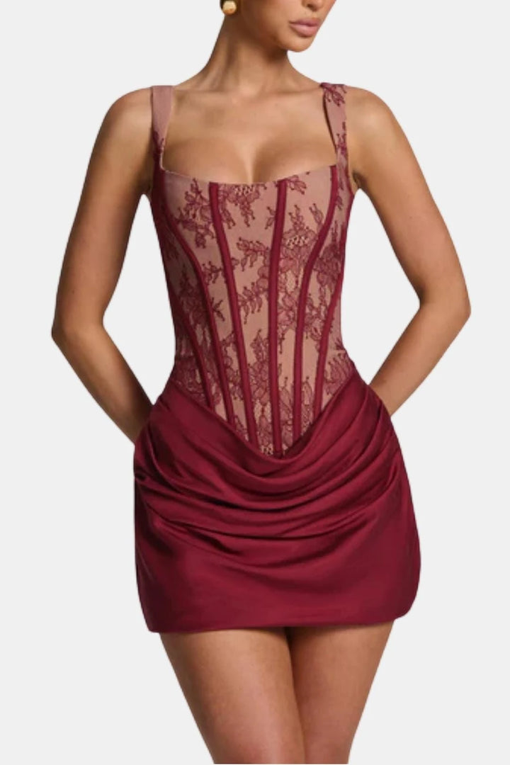 Women's Elegant A-Line Mini Cocktail Dress with Ruched