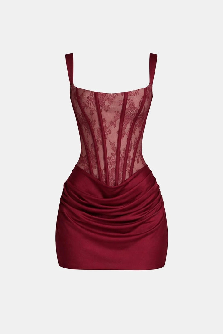 Women's Elegant A-Line Mini Cocktail Dress with Ruched