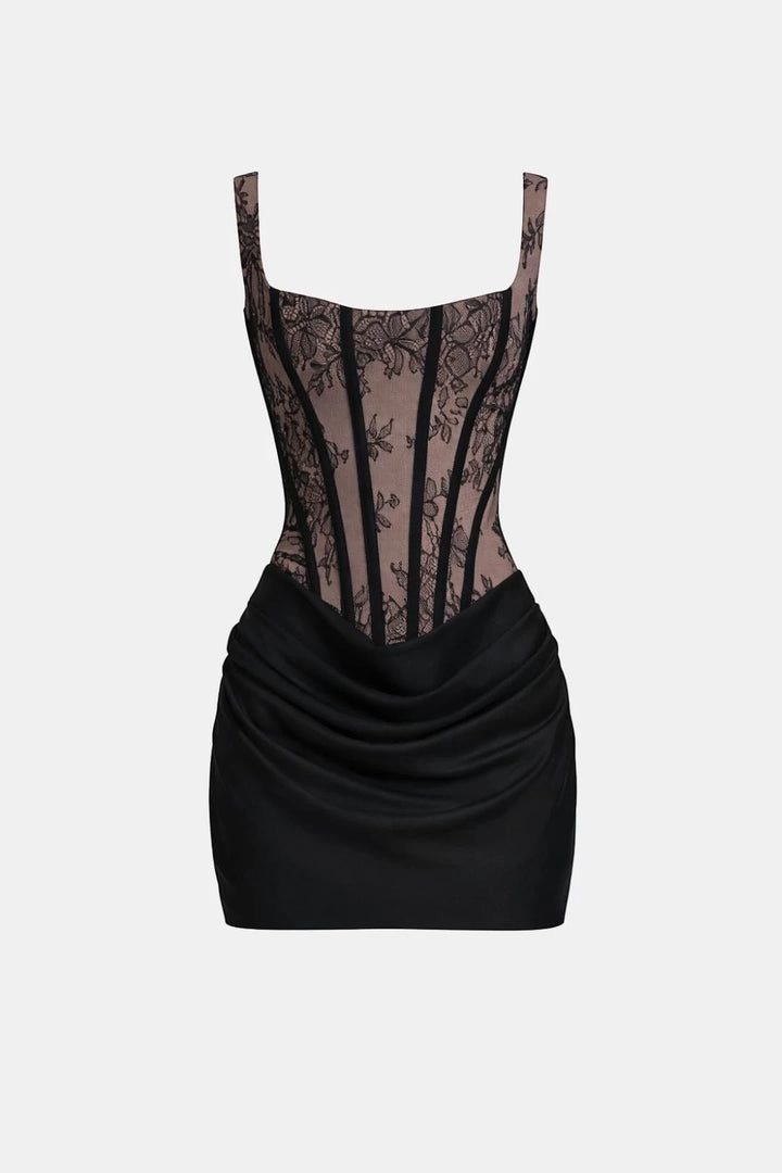 Women's Elegant A-Line Mini Cocktail Dress with Ruched
