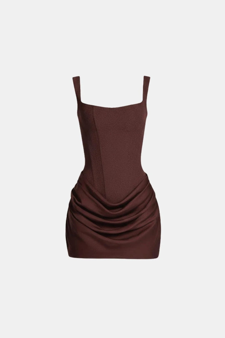 Women's Elegant A-Line Mini Cocktail Dress with Ruched
