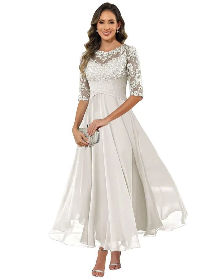 Women's Elegant A-Line Maxi Wedding Guest Dress with Ruched Waist