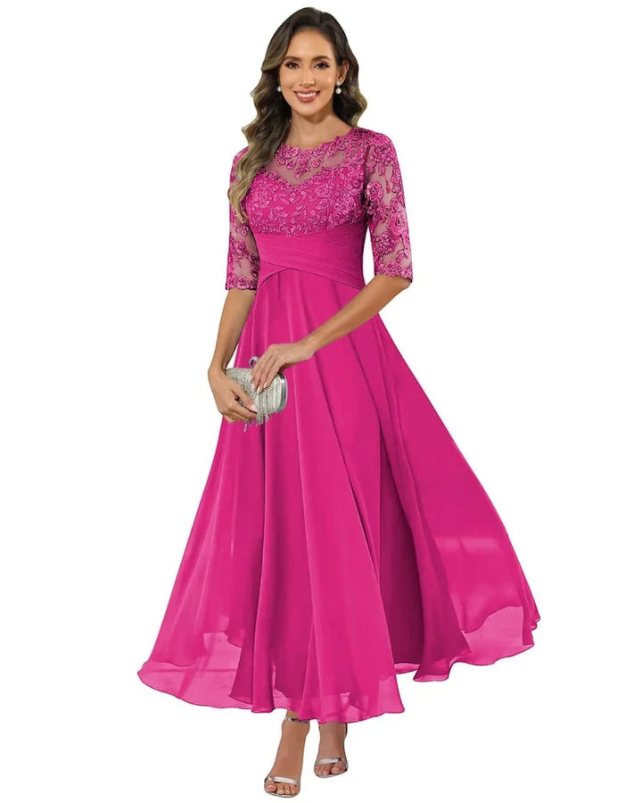Women's Elegant A-Line Maxi Wedding Guest Dress with Ruched Waist