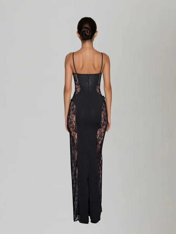 Women's Elegant Bodycon Maxi Cocktail Dress with Sweetheart Neckline