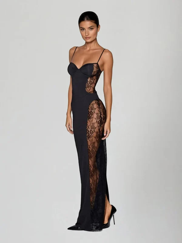 Women's Elegant Bodycon Maxi Cocktail Dress with Sweetheart Neckline