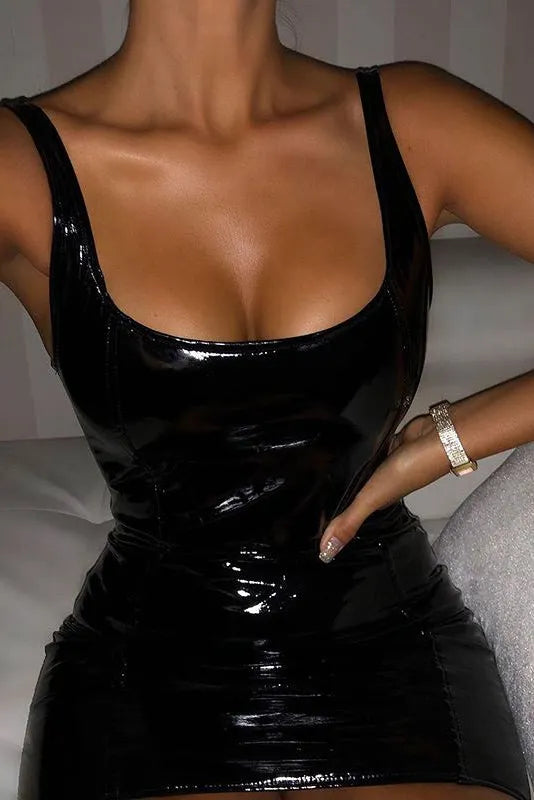 Women's Elegant Bodycon Mini Cocktail Dress with Scoop Neck