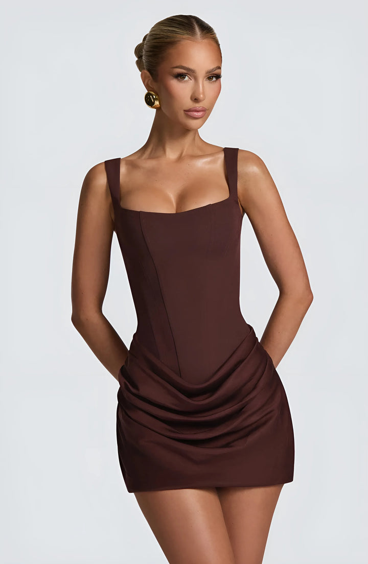 Women's Elegant Bodycon Mini Cocktail Dress with Square Neck
