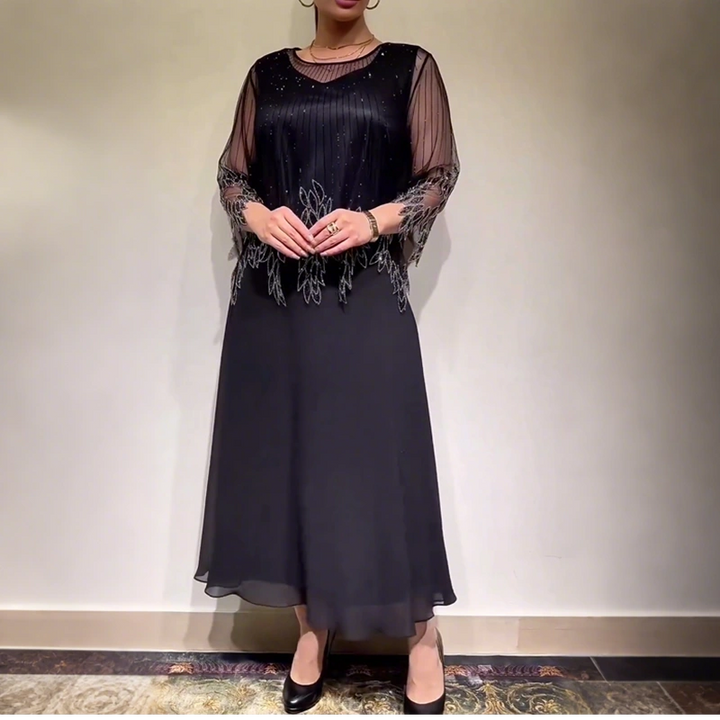 Women's Elegant Casual Maxi Wedding Guest Dress with Scoop Neck