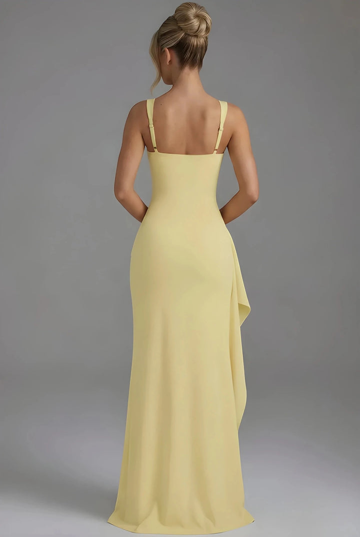Women's Elegant Flowy Maxi Wedding Guest Dress with Slit
