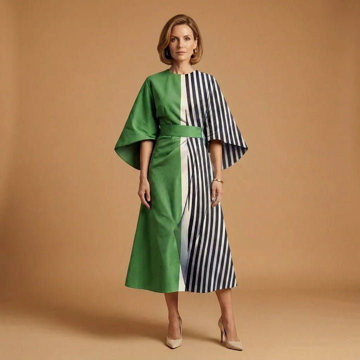 Women's Elegant Flowy Midi Wedding Guest Dresses with Flutter Sleeve