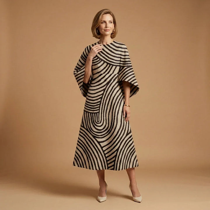 Women's Elegant Flowy Midi Wedding Guest Dresses with Flutter Sleeve