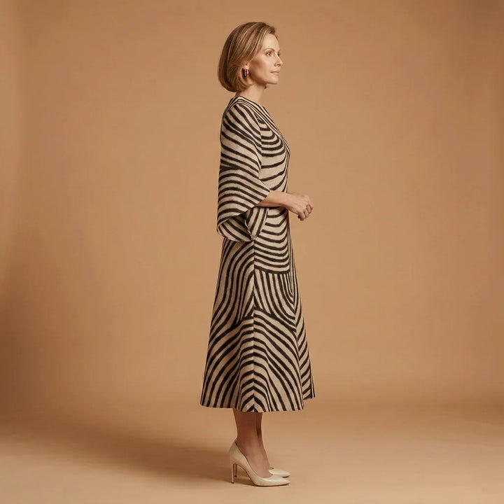 Women's Elegant Flowy Midi Wedding Guest Dresses with Flutter Sleeve