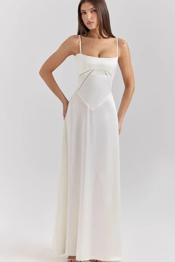 Women's Elegant Formal Maxi Wedding Guest Dress with Sleeveless