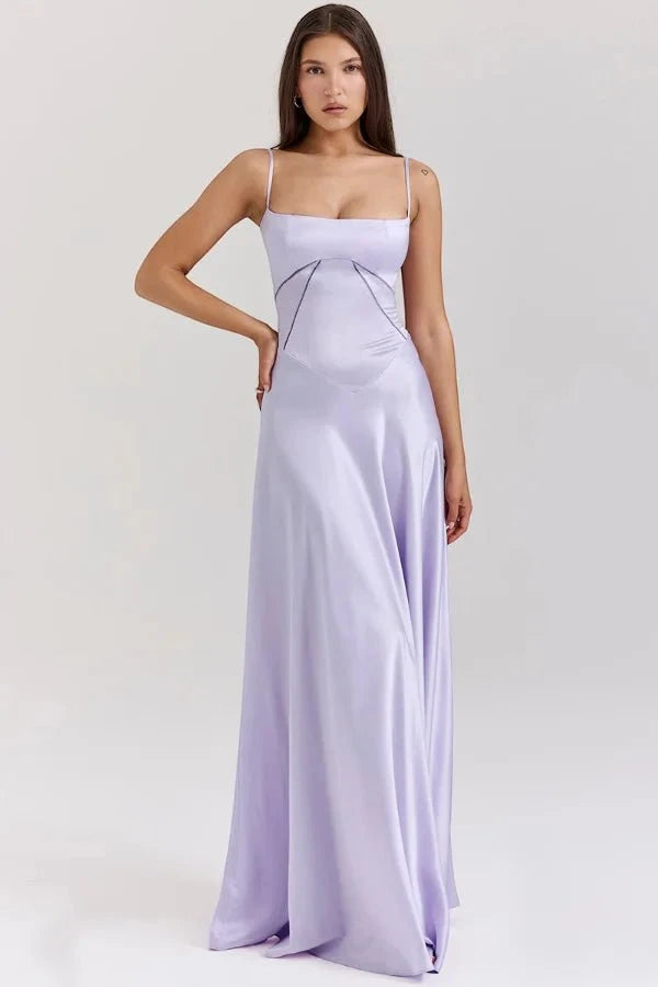 Women's Elegant Formal Maxi Wedding Guest Dress with Sleeveless