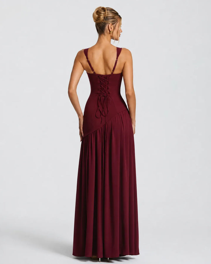 Women's Elegant Formal Maxi Wedding Guest Dress with Slit
