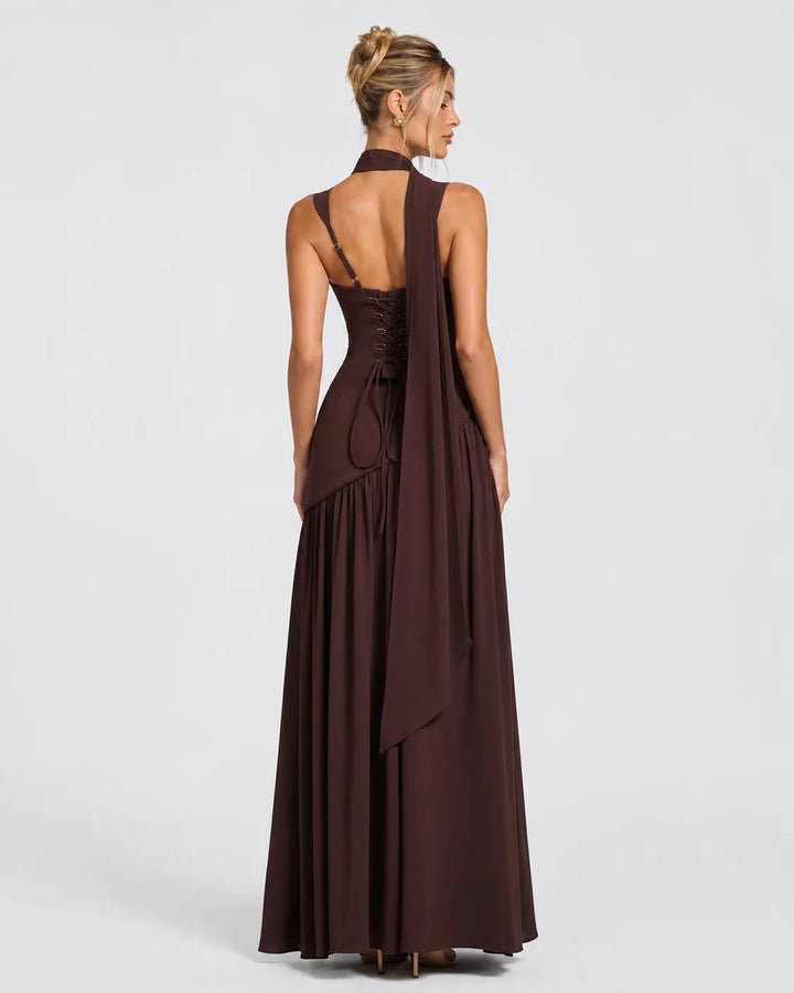 Women's Elegant Formal Maxi Wedding Guest Dress with Slit
