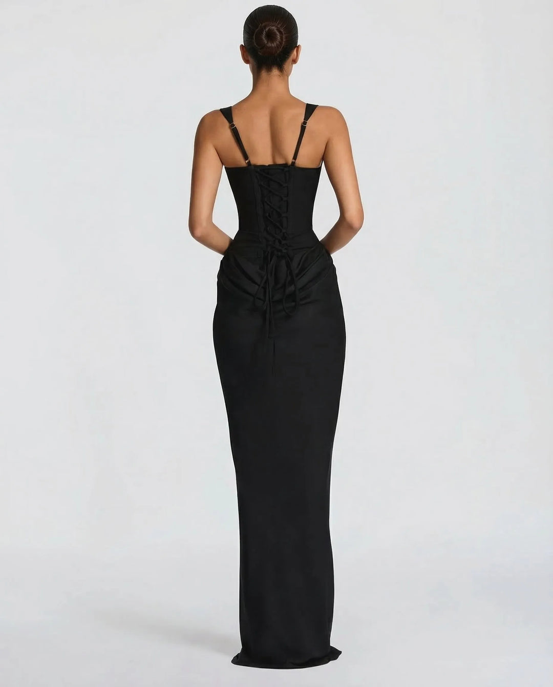 Women's Elegant Formal Maxi Wedding Guest Dress with Square Neck and Ruched
