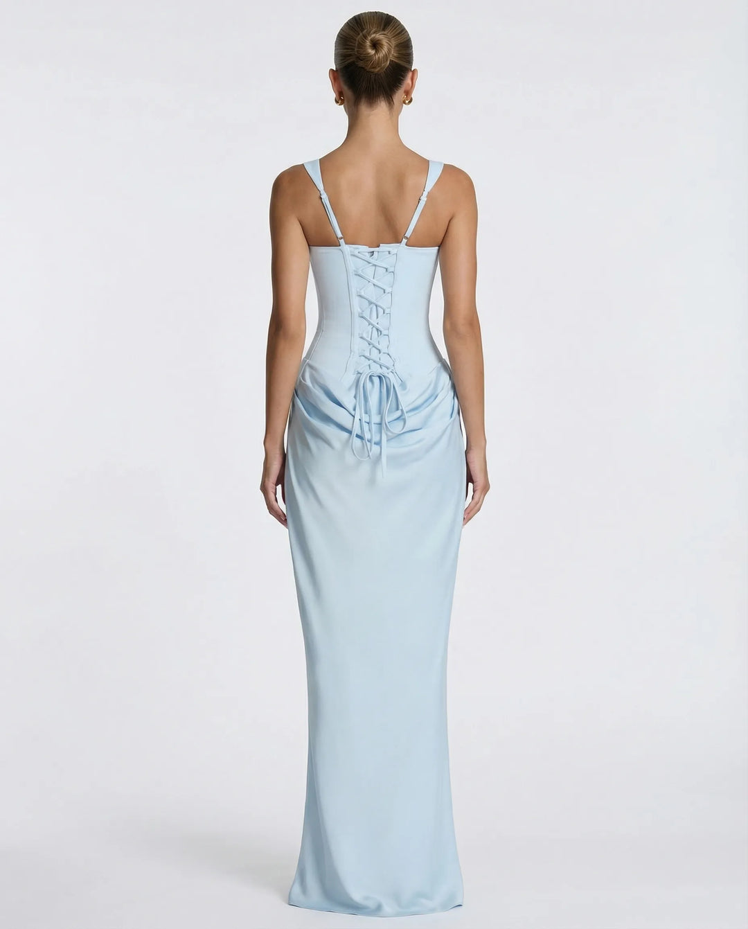 Women's Elegant Formal Maxi Wedding Guest Dress with Square Neck and Ruched