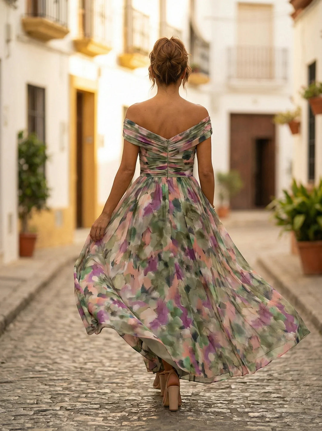 Women's Elegant Formal Maxi Wedding Guest Dress with Sweetheart Neckline