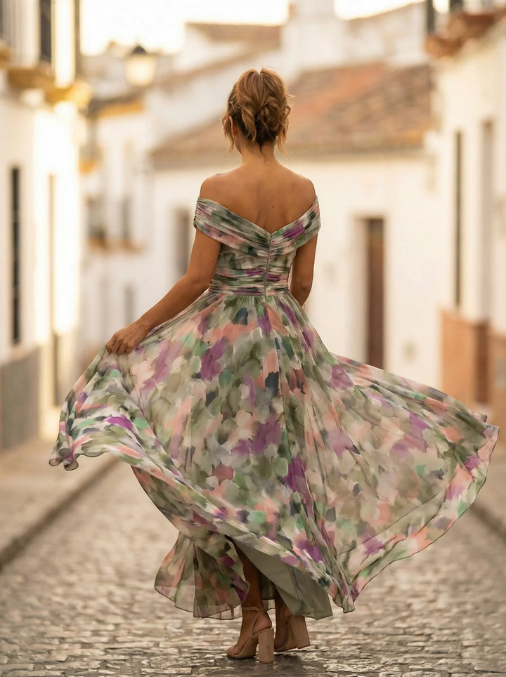 Women's Elegant Formal Maxi Wedding Guest Dress with Sweetheart Neckline