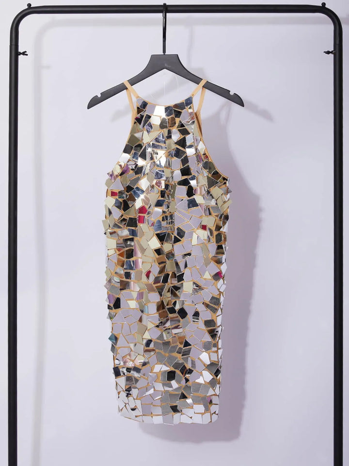 Women's Elegant Sequin Mini Cocktail Dress with Sweetheart Neckline