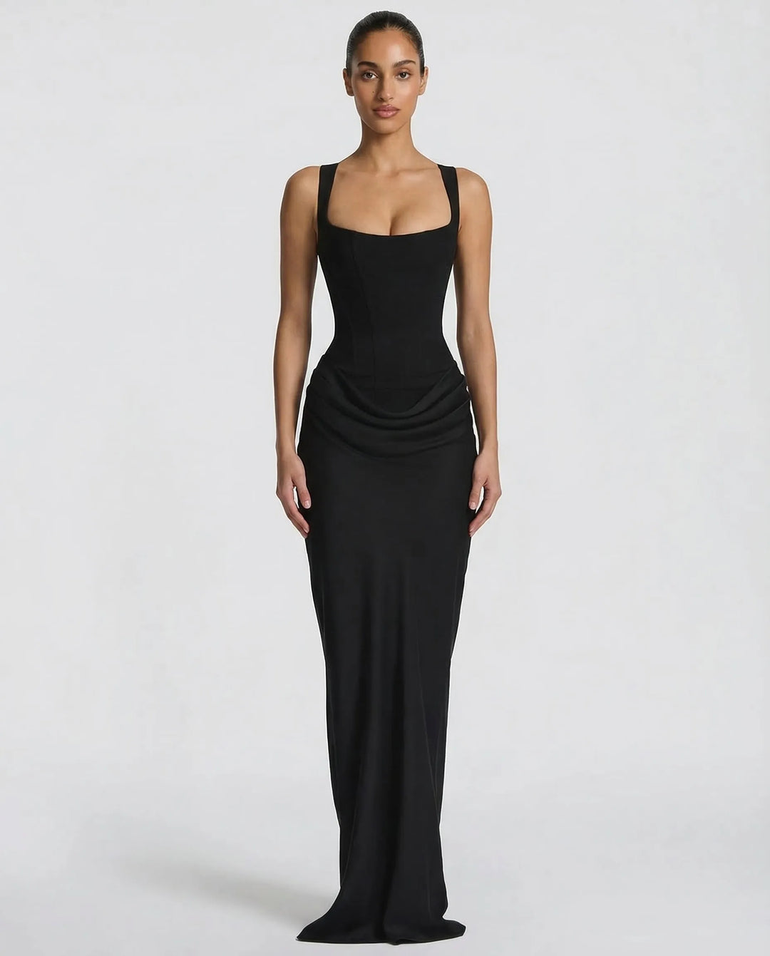 Women's Elegant Sleeveless Maxi Wedding Guest Dress with Square Neck