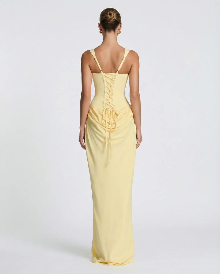 Women's Elegant Sleeveless Maxi Wedding Guest Dress with Square Neck