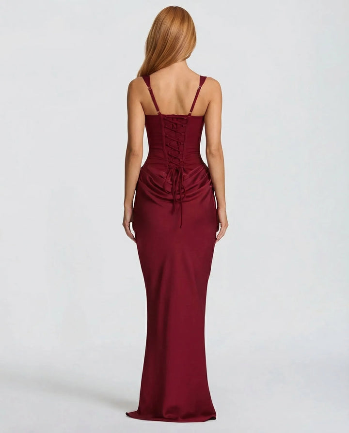 Women's Elegant Sleeveless Maxi Wedding Guest Dress with Square Neck