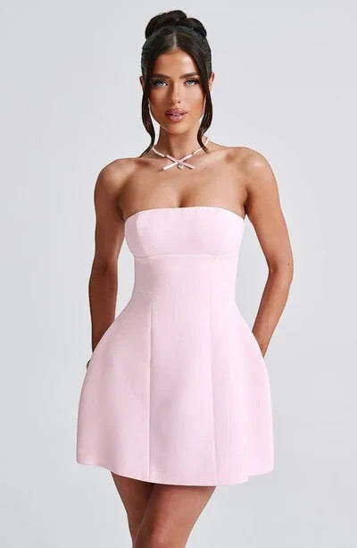 Women's Elegant Strapless Mini Cocktail Dress with A-Line Silhouette