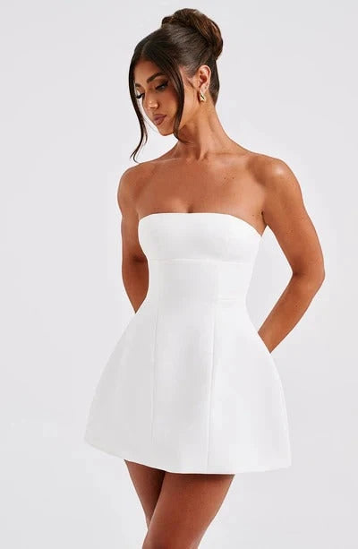 Women's Elegant Strapless Mini Cocktail Dress with A-Line Silhouette
