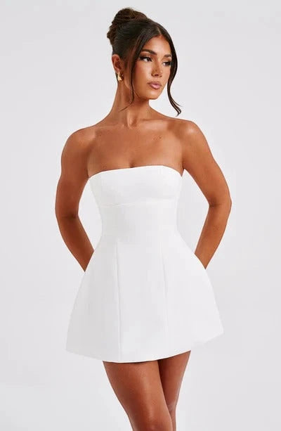 Women's Elegant Strapless Mini Cocktail Dress with A-Line Silhouette