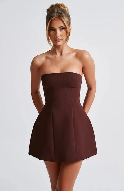 Women's Elegant Strapless Mini Cocktail Dress with A-Line Silhouette