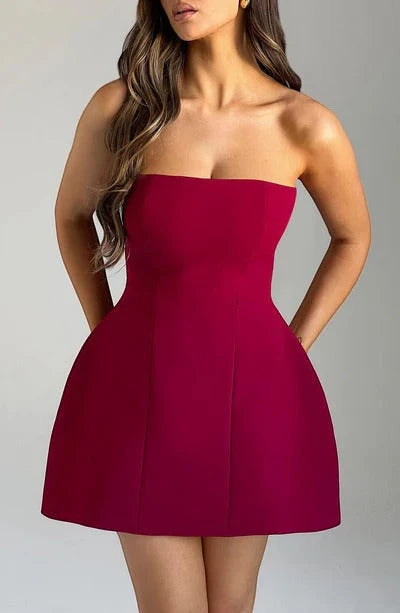 Women's Elegant Strapless Mini Cocktail Dress with A-Line Silhouette