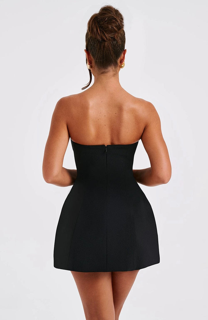 Women's Elegant Strapless Mini Cocktail Dress with A-Line Silhouette