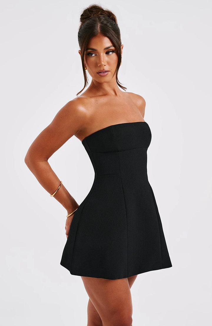 Women's Elegant Strapless Mini Cocktail Dress with A-Line Silhouette