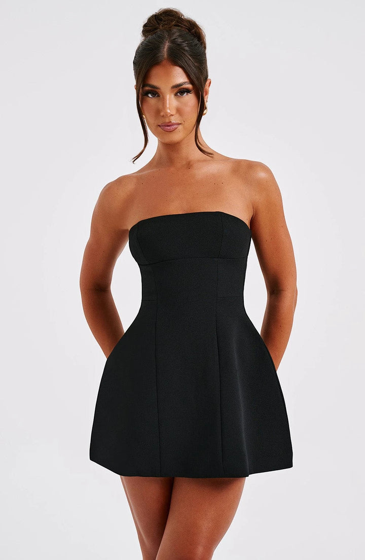 Women's Elegant Strapless Mini Cocktail Dress with A-Line Silhouette