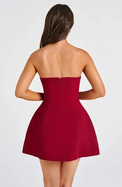 Women's Elegant Strapless Mini Cocktail Dress with A-Line Silhouette