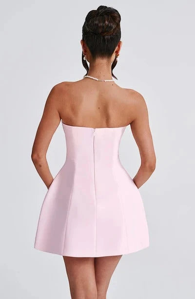 Women's Elegant Strapless Mini Cocktail Dress with A-Line Silhouette