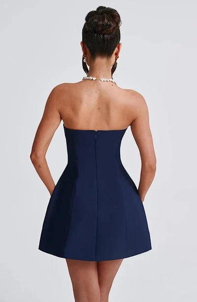 Women's Elegant Strapless Mini Cocktail Dress with A-Line Silhouette
