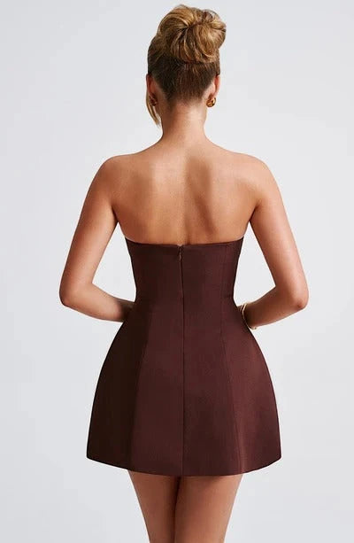 Women's Elegant Strapless Mini Cocktail Dress with A-Line Silhouette