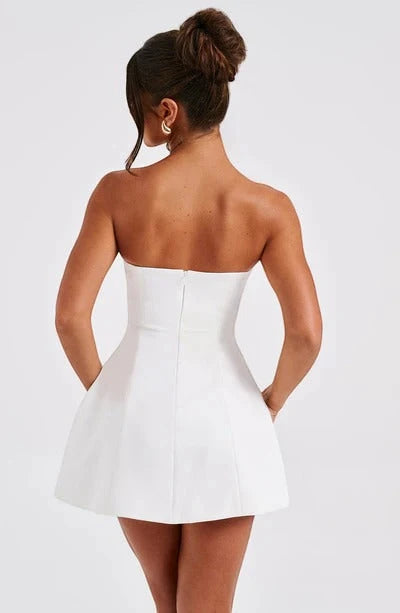 Women's Elegant Strapless Mini Cocktail Dress with A-Line Silhouette